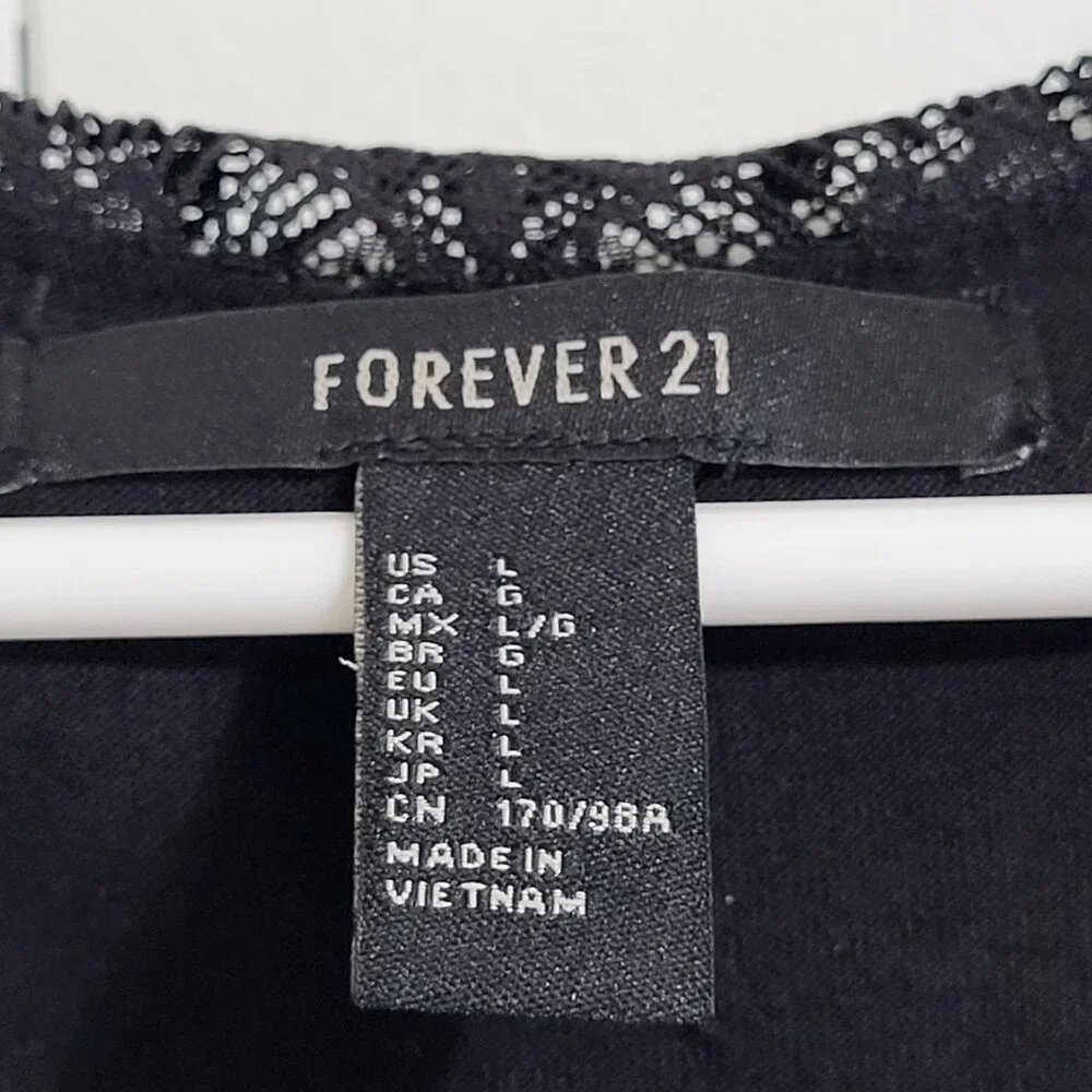 Forever 21 SZ LG Lace Long Sleeve Little Black Dress Goth Whimsigoth Date Night - Picture 5 of 8